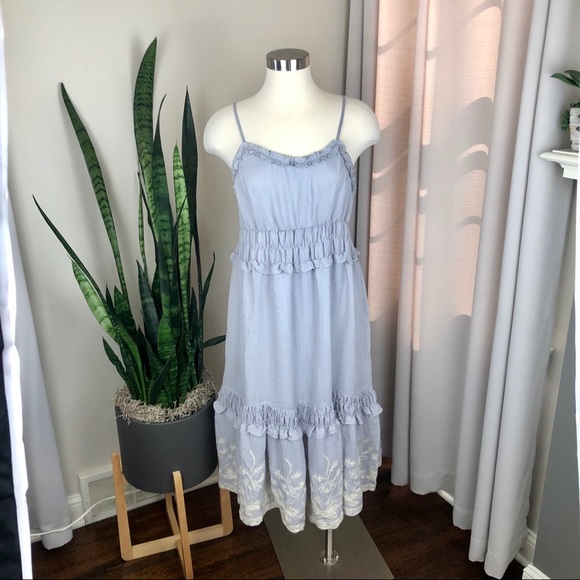 Moon River Gray Embroidered Maternity Dress S NWT